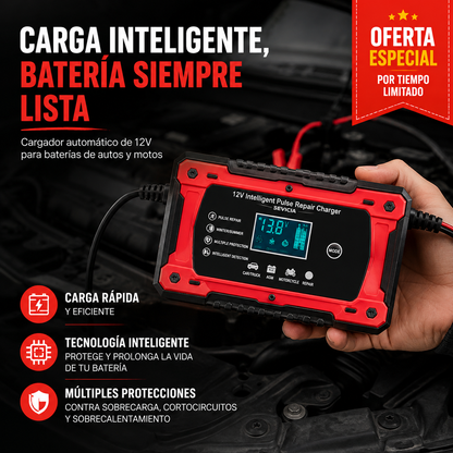 Cargador Inteligente 12V para Baterías | Carga Rápida y Segura