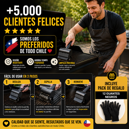 Cepillo 3 en 1 para Parrilla | Limpieza Profunda, Rápida y Sin Esfuerzo