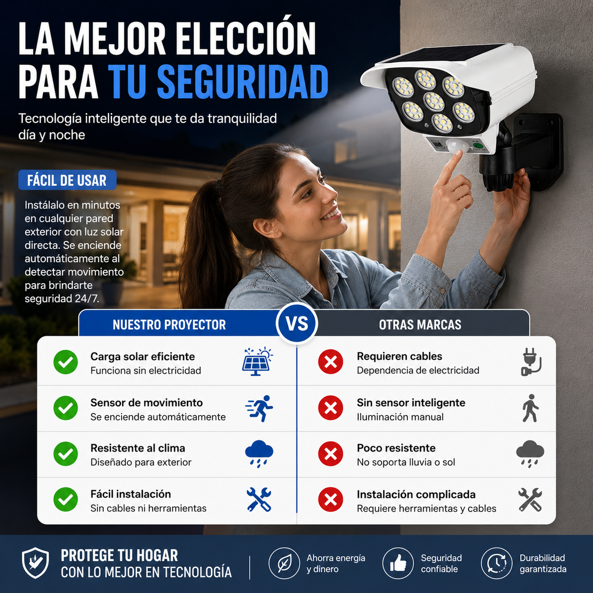 Foco Solar con Sensor de Movimiento | Seguridad Total