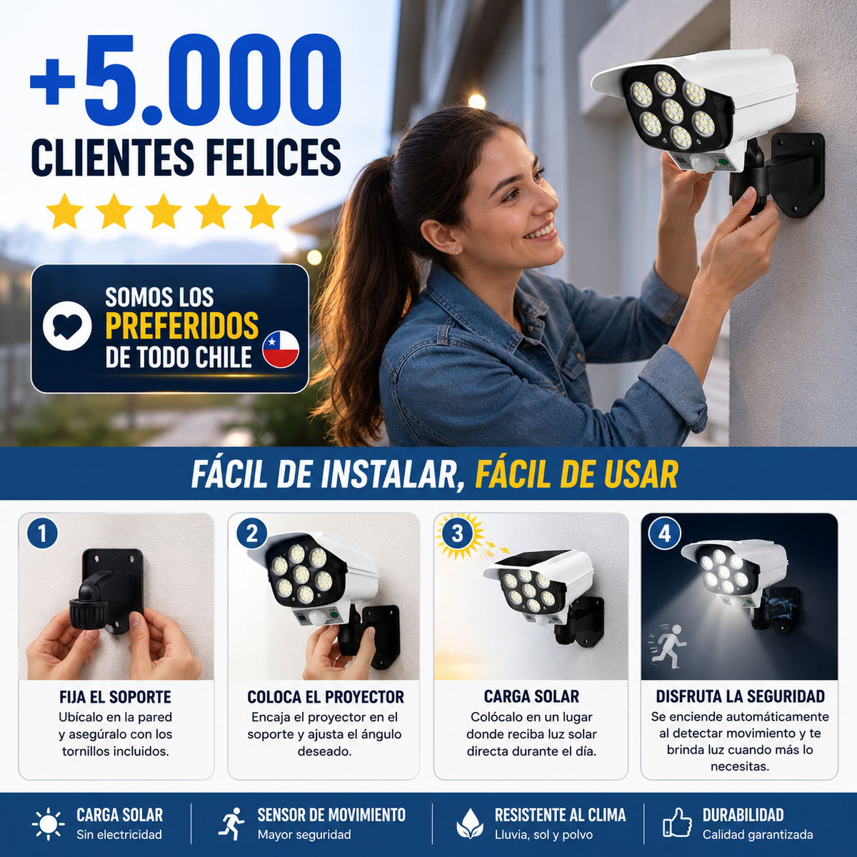Foco Solar con Sensor de Movimiento | Seguridad Total