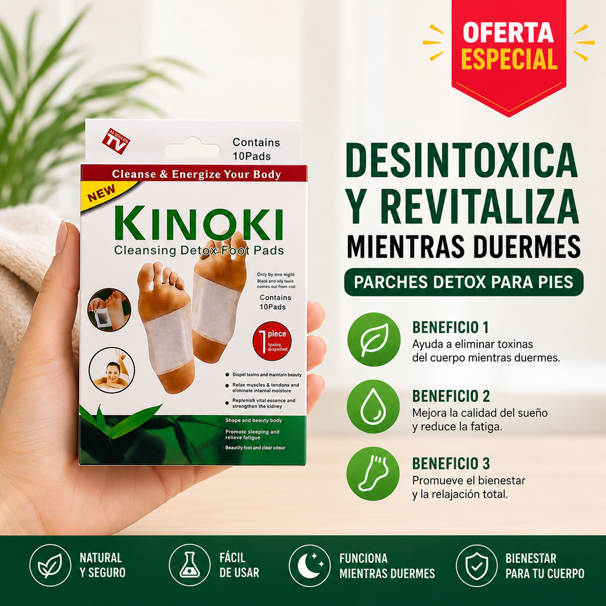 Parches Kinoki para Pies | Relajación y Bienestar Durante la Noche