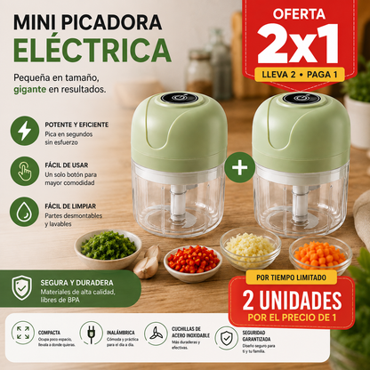 Mini Picadora Eléctrica 2x1 | Ahorra Tiempo en la Cocina