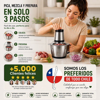 Picadora Eléctrica de Acero Inoxidable | Potencia en tu Cocina