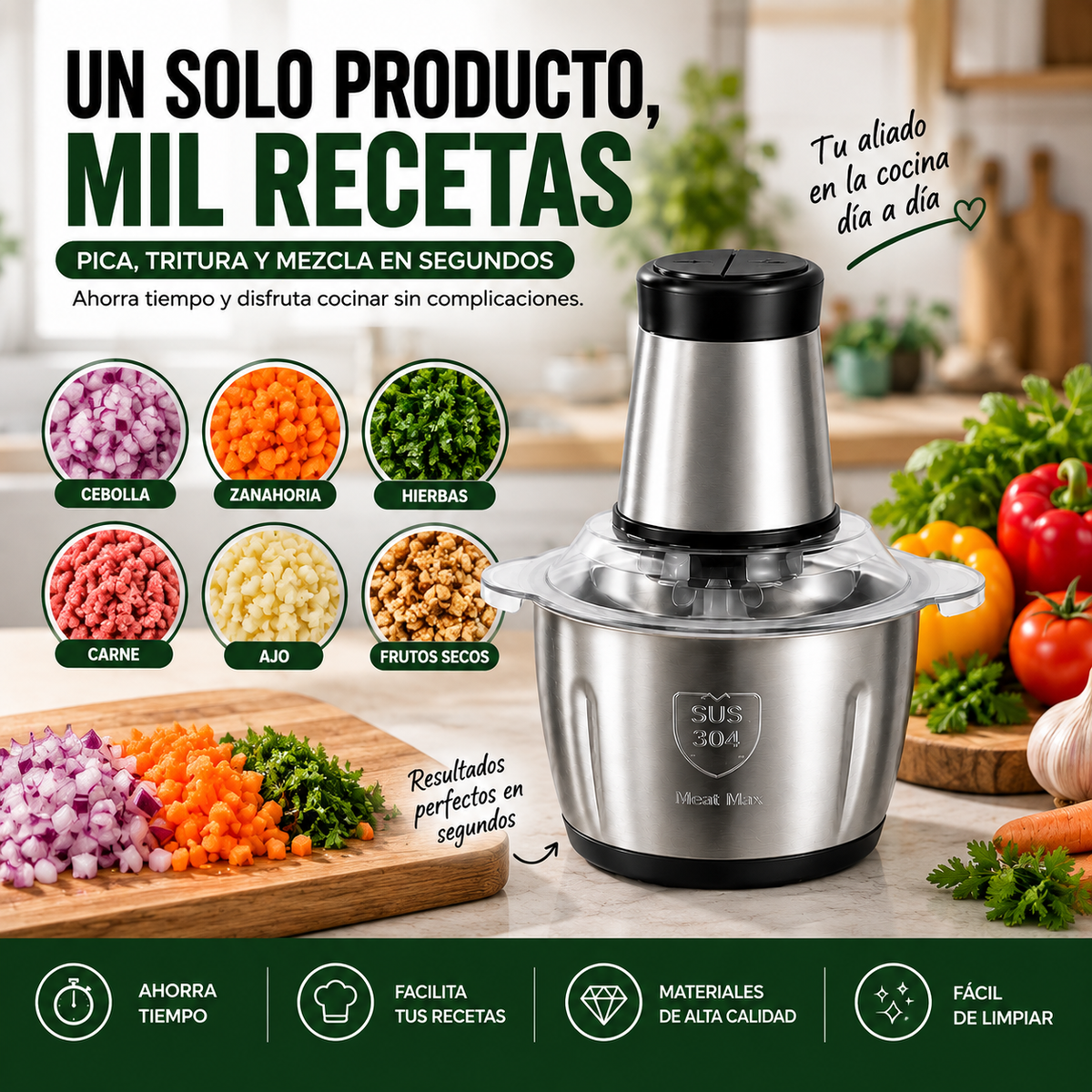 Picadora Eléctrica de Acero Inoxidable | Potencia en tu Cocina