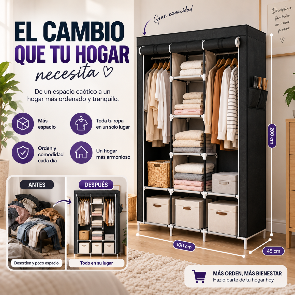 Ropero Organizador Multiuso | Más Espacio y Sin Complicaciones