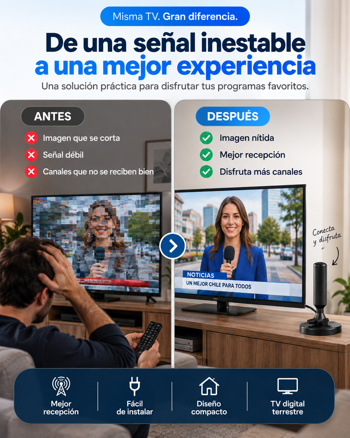 Antena Digital HDTV HOTV 3011 | Mejora la Señal de tu TV 📺