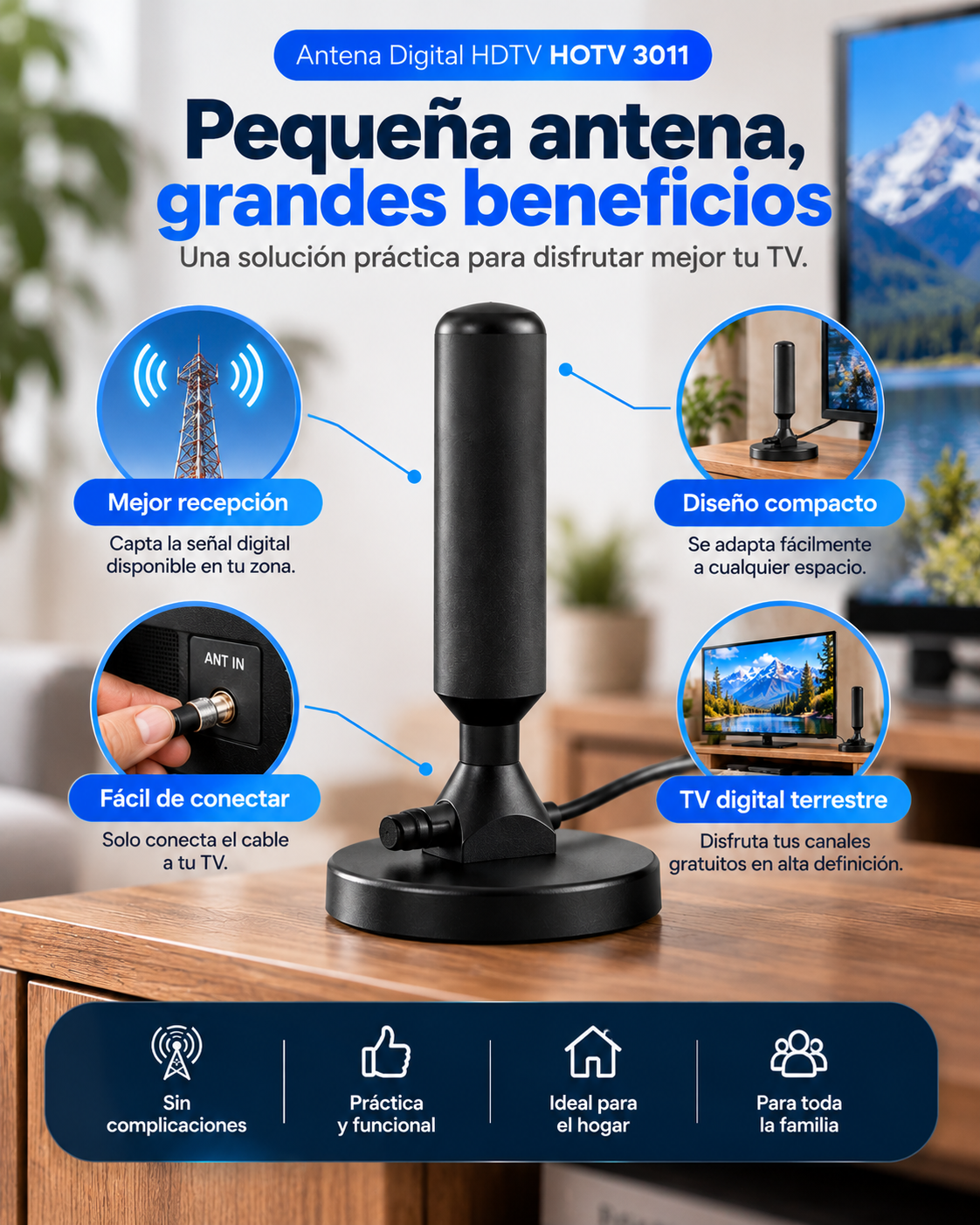 Antena Digital HDTV HOTV 3011 | Mejora la Señal de tu TV 📺