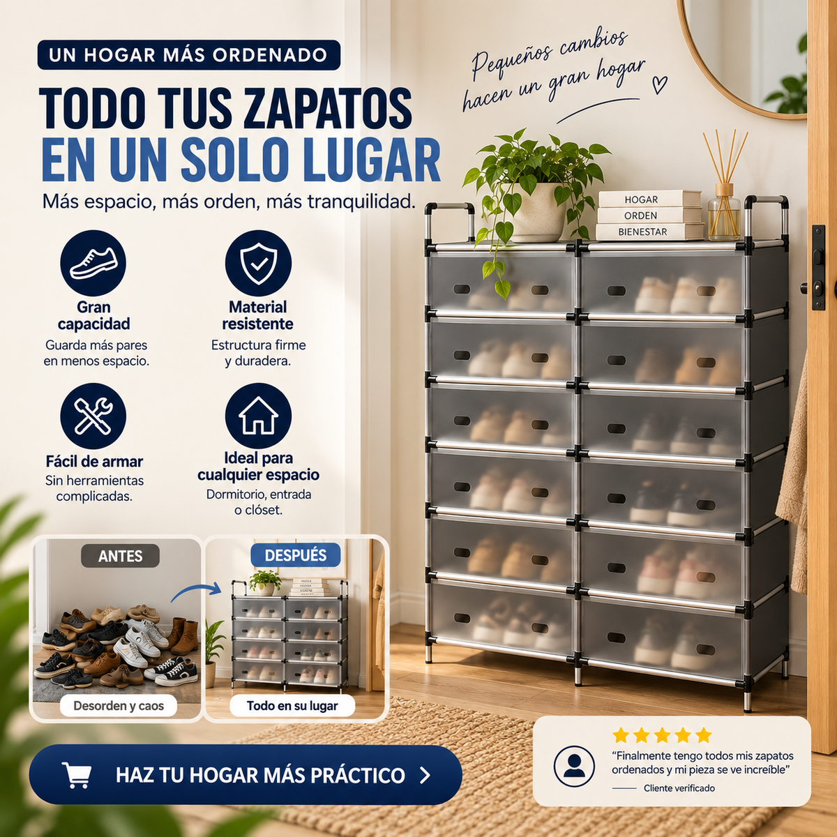 Zapatera Organizadora Doble de 6 Niveles | Más Espacio y Orden para tu Hogar