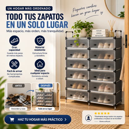 Zapatera Organizadora Doble de 6 Niveles | Más Espacio y Orden para tu Hogar